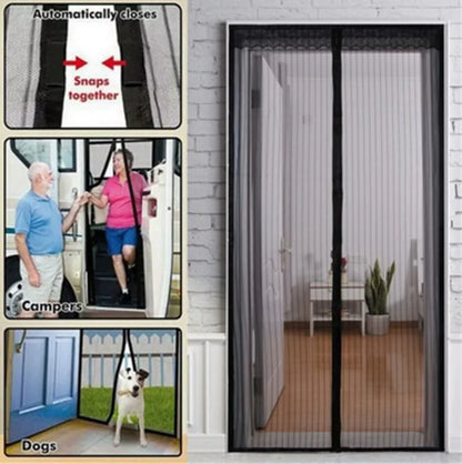 BreezeBarrier Reinforced Magnetic Screen Door – Hands-Free Mesh Curtain with Heavy-Duty Magnets, Self-Closing Screen for Front Door, Patio, Balcony & Sliding Door (Pet & Kid Friendly)